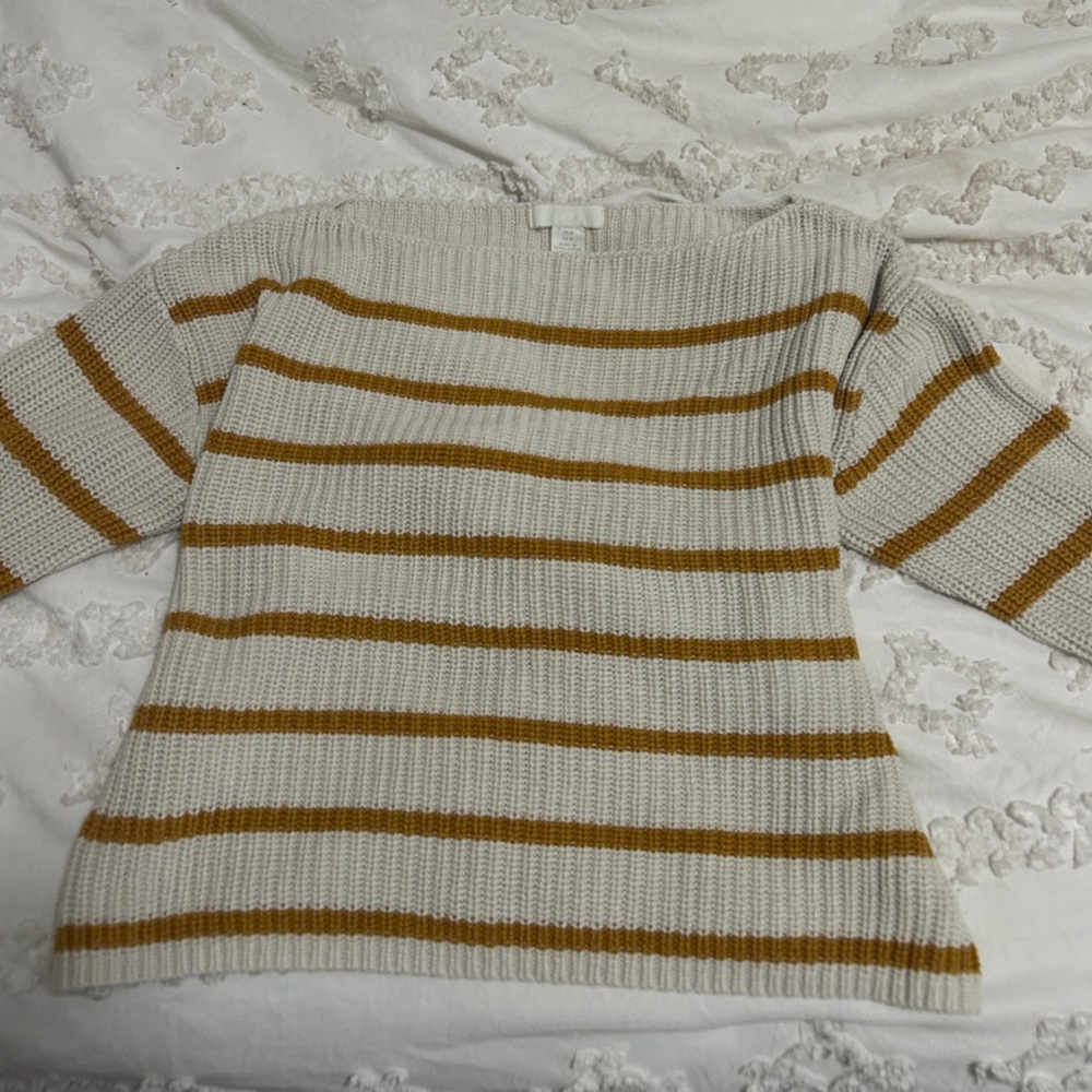 H&M Cream and Orange Striped Sweater